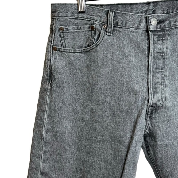 Levi's 501 Original Fit Grey Straight Leg Retro Rigid Denim Jeans Button Fly 36 - Picture 7 of 16